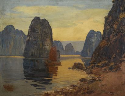 null 
NGUYEN MAI THU (20TH CENTURY)




The Bay of Along with its ochre reflections




Oil...