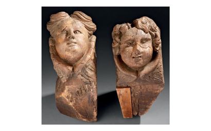 null 140259/65 PAIRE DE CORBEAUX

en chêne finement sculpté figurant des têtes de...