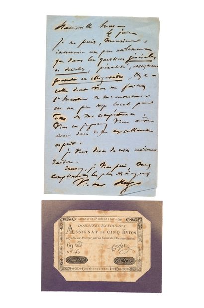 HUGO VICTOR(1802-1885) HUGO VICTOR(1802-1885) Lettre autographe signée

S.l.n.d.,...