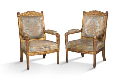 PIERRE-BENOÎT MARCION (1769-1840) Paire de fauteuils «de réception» livrés en 1813...