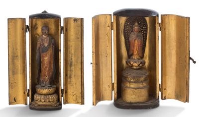 JAPON FIN XVIIIE ET XIXE SIÈCLE Two small zushi, or portable chapels, made of black...