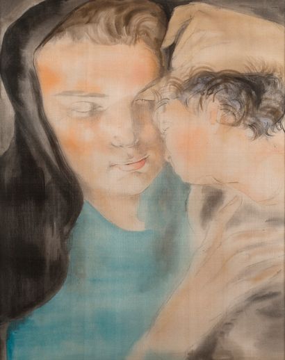 ALIX AYMÉ (1894-1989) 
Maternité, circa 1960

Encre et couleurs sur soie 

26.5 x...