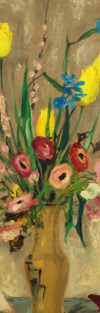LE PHO (1907-2001) 
Iris au vase jaune

Huile, encre et couleurs sur soie, signée...