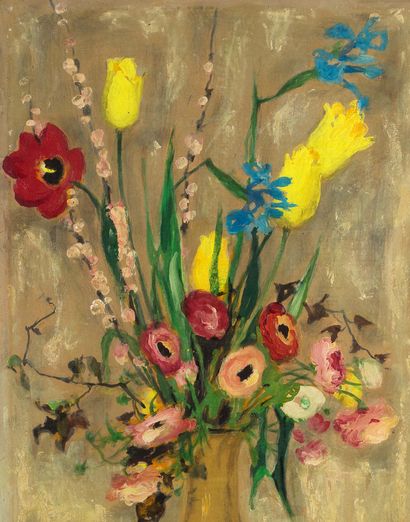 LE PHO (1907-2001) 
Iris au vase jaune

Huile, encre et couleurs sur soie, signée...