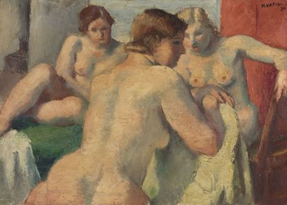 Charles KVAPIL (1884-1957) Charles KVAPIL (1884-1957)

Trois femmes nues, 1932

Huile...