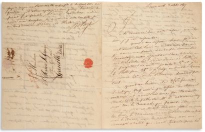 STENDHAL Henri Beyle (1783-1842) L.A.S."H。贝勒"，不伦瑞克1807年10月3日，致格勒诺布尔的弗朗索瓦-佩里耶-拉格朗日；3页4分之1，地址有大军的邮戳。...