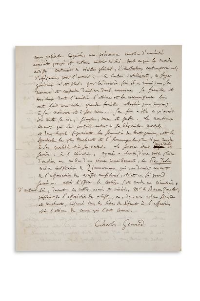 GOUNOD Charles (1818-1893) 
手稿署名"Charles Gounod"，[1853年11月上旬]；2页中4页。
关于他的岳父、作曲家和钢琴教师的好文章
Pierre-Joseph-Guillaume...
