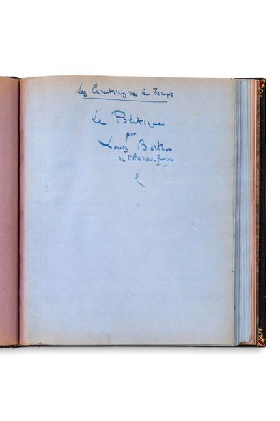 BARTHOU Louis (1862-1934) homme politique et écrivain. • MANUSCRIT autographe signé,...