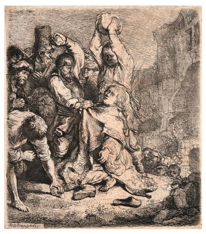 Rembrandt van RIJN (1606-1669) La Lapidation de Saint Etienne
Eau-forte et burin.
Belle...