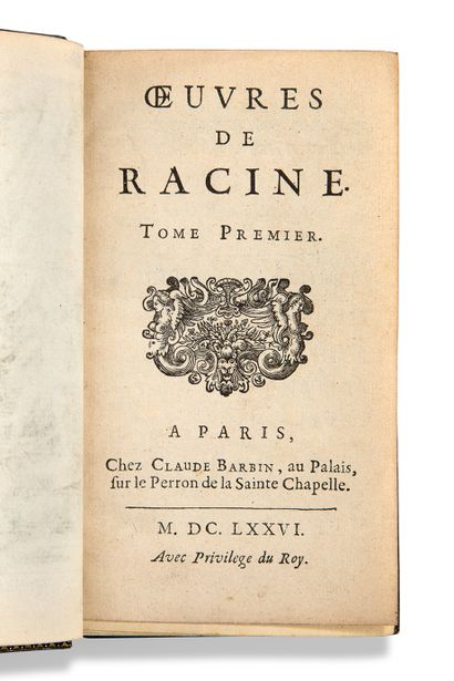 RACINE Jean (1639-1699) Oeuvres
Paris, Claude Barbin, 1676. 2 volumes in-12 (165...