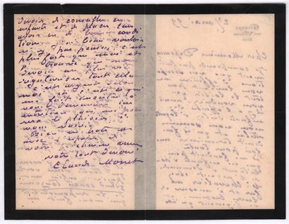null MONETClaude

Lettre autographe signéee de Claude Monet, Giverny, le 27 mai 1899,...