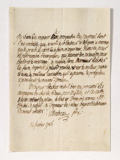null MIRABEAU Gabriel-Honoré Riquetti, comte de

Lettre autographe signée datée 18...