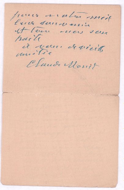 null MONET Claude

LAS ,"Claude Monet", 15 janvier 1925, Giverny à Sacha Guitry.

1...