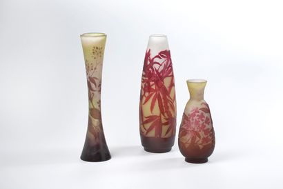 ÉTABLISSEMENTS GALLÉ «AMPÉLOPSIS» 
A large diabolo vase
In multi-layered glass, acid-etched...