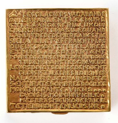 LINE VAUTRIN (1913-1997) 
"LES GLACIERS VAGABONDS" box
In gilt bronze with engraved...