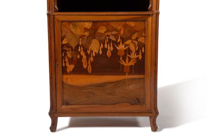 Émile GALLÉ (1846-1904) 
SMALL "FUCHSIAS" LIBRARY FURNITURE
In moulded walnut, rosewood,...