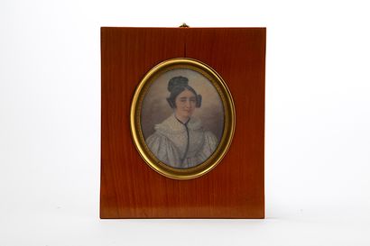 null Pierre H…BERT (1783 - 1867) 

Miniature ‡ vue ovale sur carton reprÈsentant...