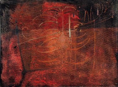 Antoni TAPIES (né en 1923) Inquiétant, 1954 Technique mixte sur toile, signée, titrée...