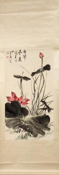 WANG LANRUO (né en 1911) et WANG XUETAO (1903-1982) Lotus Encre et couleurs sur papier,...