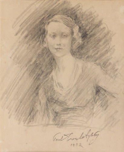 Prince Paolo TROUBETZKOY (1866-1938) Portrait de femme,1932 Dessin, signé et daté...
