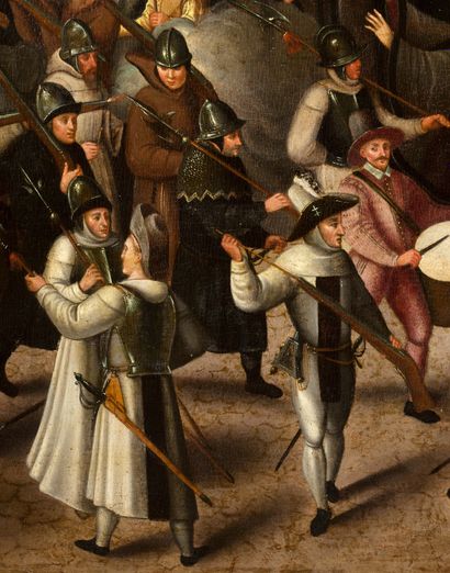 ATTRIBUÉ À FRANÇOIS BUNEL BLOIS, 1552 - 1599 La procession de la Sainte-Ligue Huile...