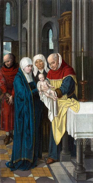 ÉCOLE FLAMANDE DU XVIE SIÈCLE D'APRÈS HANS MEMLING 
La présentation de Jésus au Temple

Huile...