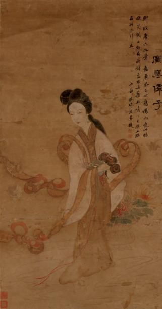 null Hangong xianzi (L'immortelle du palais glacé), porte une signature et des sceaux...