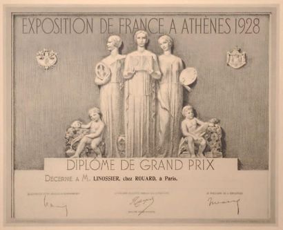 null Diplôme de Grand prix décerné à Claudius Linossier «Exposition de France à Athènes...
