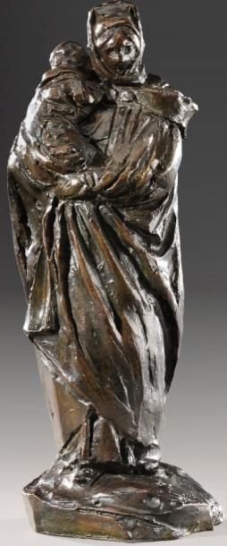 JULES AIME DALOU (1838-1902) «La boulonaise» Epreuve en bronze à patine brune. Signée...