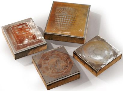CLAUDIUS LINOSSIER (1893-1953) Ensemble de quatre plaques de photogravure quadrangulaires...