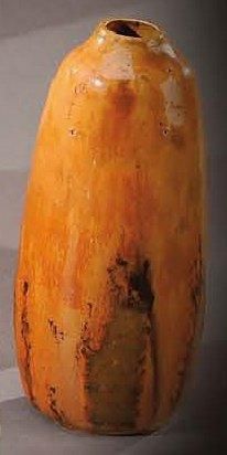 AUGUSTE DELAHERCHE (1857-1940) Vase en grés à corps ovoïde et col resserré à émail...