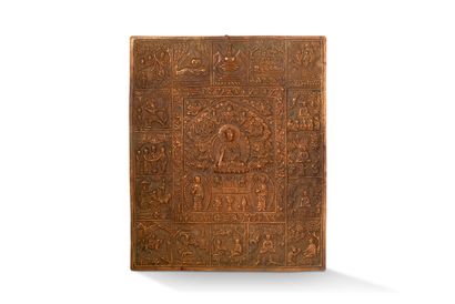 null Tibet, XXe siècle

Lot de 6 plaques en cuivre repoussé à décor de scènes bouddhiques...