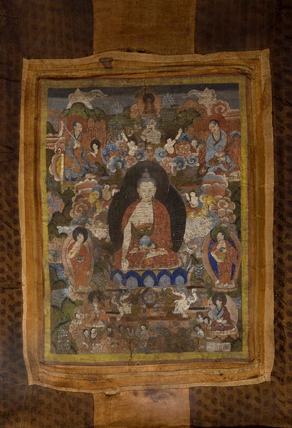 null Tibet, 19th century

Two thangkas; one depicting Shakyamuni Buddha seated in...