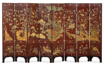 CHINE _x0008_XIXE SIÈCLE 


Large Coromandel lacquer screen with eight leaves, decorated...