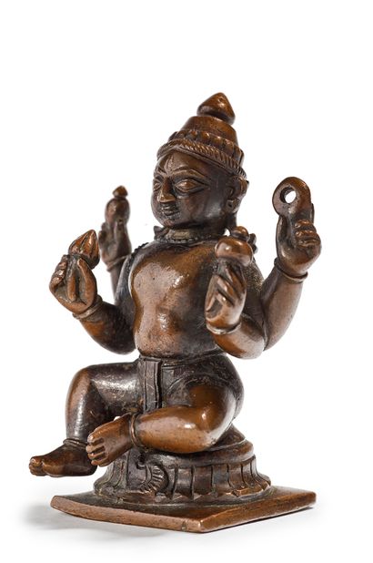 null Inde, XIXe siècle

Petit sujet en bronze représentant le dieu Vishnu assis,...