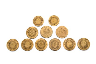 11 pièces - 5 et 10 francs 11 pièces - 5 et 10 francs

Lot de 11 pièces en or : 

-7...