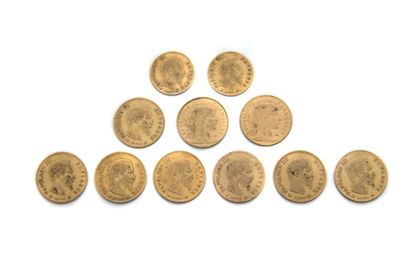11 pièces - 5 et 10 francs 11 pièces - 5 et 10 francs

Lot de 11 pièces en or : 

-7...
