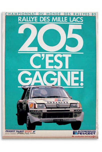 PEUGEOT 205 TURBO 16 Lot of 6 posters Good condition Dimensions : 4 in 80 x 60 cm,...