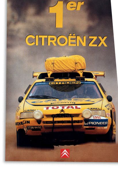 CITROEN ZX 一套5张海报，展示了比赛中的模特
状态良好
尺寸：1英寸83 x 98厘米，2英寸119 x 79厘米，2英寸118 x 175厘米