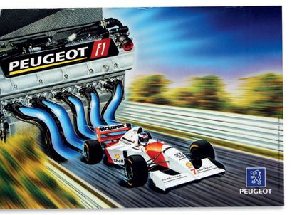 FORMULE 1 
Lot de 13 affiches représentant les écuries Ligier, Prost Peugeot,
McLaren,...
