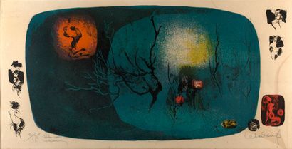 DANG LEBADANG (1921-2015) 
骑士, 1955

木板油画，右下方有签名和日期 

11.3 x 44.8 cm - 4 3/8 x 17...