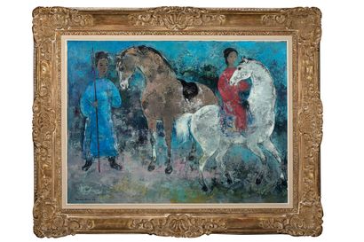 VU CAO DAM (1908-2000) Cavalière, 1963 Oil on canvas, signed and dated lower left...