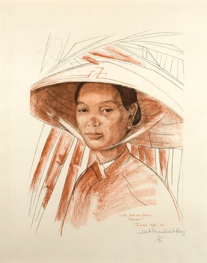 MARIE-ANTOINETTE BOULLARD-DEVE (1890-1970) 
Étude pour une femme d’Annam, Tourane,...