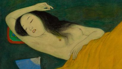 MAI TRUNG THU (1906-1980) 
Le sommeil, 1976

Encre et couleurs sur soie, signée et...
