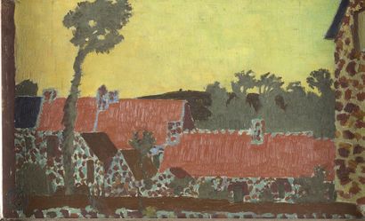 ALIX AYMÉ (1894-1989) Les toits de Yunnanfou Oil on canvas, located on the back 60.3...