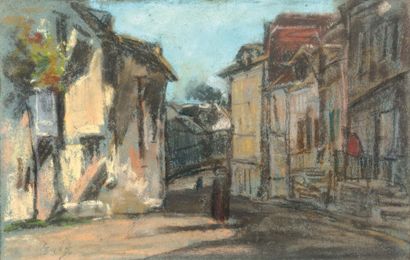Eugène-Louis BOUDIN (1824-1898) Une rue à Honfleur, vers 1860-1864 Pastel sur papier...