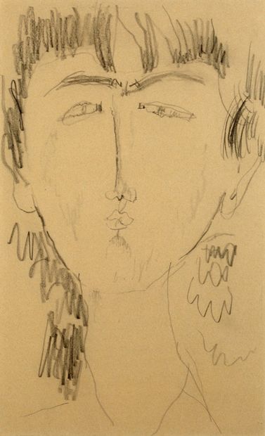 Amedeo MODIGLIANI (1884-1920) Figure ou Tête de jeune homme, vers 1916
Crayon sur...