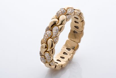 CHOPARD «CACHEMIRE»
Bracelet et bague joncs
Diamants, or 18k (750)
Signés
Td. : 55...