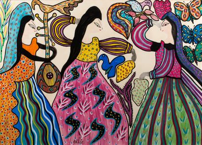 MAHIEDDINE BAYA (1931-1998) 
Danse des foulards, 1975

Gouache et aquarelle sur papier,...
