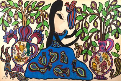 MAHIEDDINE BAYA (1931-1998) 
Femme au jardin, 1968

Gouache et aquarelle sur papier,...